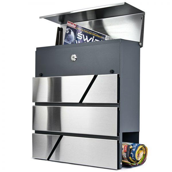 Poštanski sandučić Brick - brušeni čelik / crni