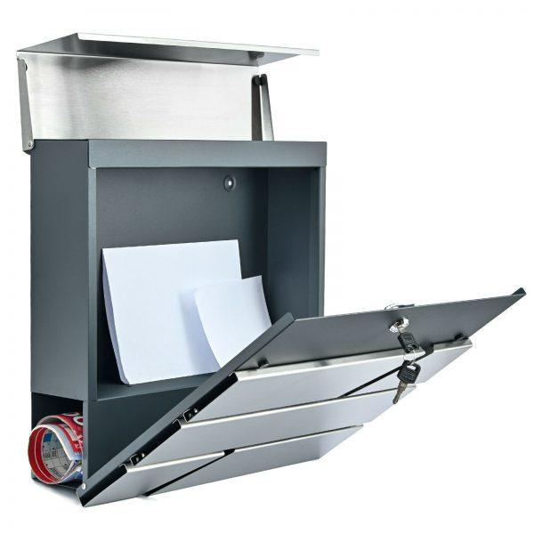 Poštanski sandučić Brick - brušeni čelik / crni