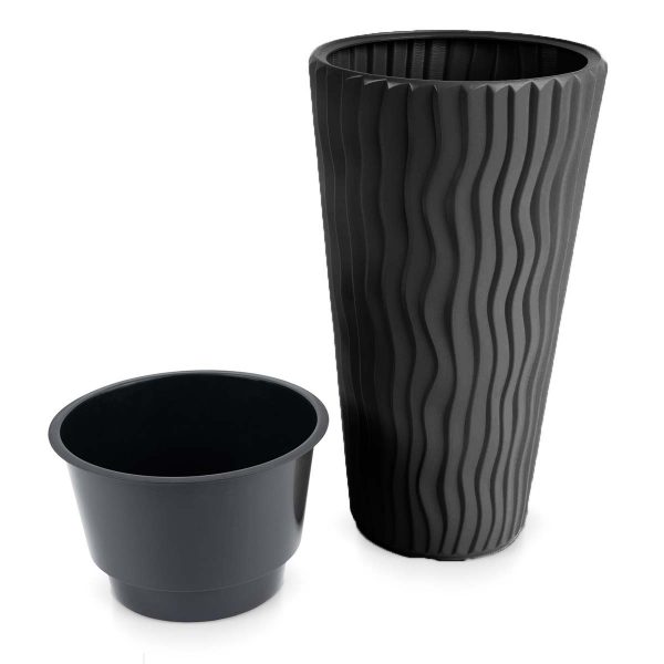Ukrasni lonac za cvijeće SANDY SLIM CRNI | IFSDPSP-BL