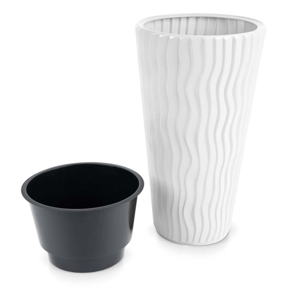 Ukrasni lonac za cvijeće SANDY SLIM BIJELI | IFSDPSP-WH