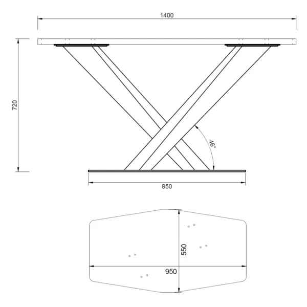 Postolje za stol TWIN - 72 cm - Crni MAT