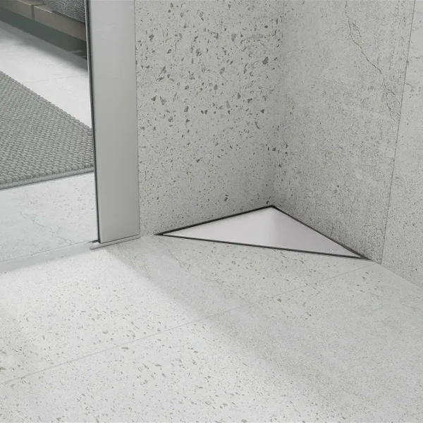 Kutna tuš kanalica TRIAN - 20 cm - Inox i Crna - Mexen