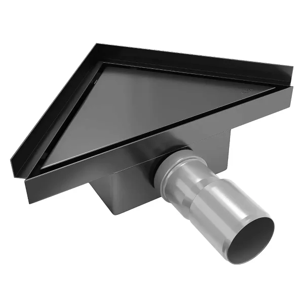 Kutna tuš kanalica TRIAN - 20 cm - Inox i Crna - Mexen