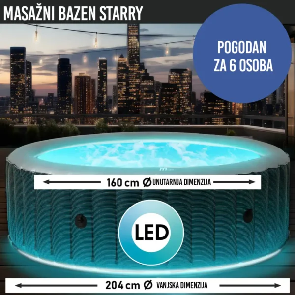 Masažni bazen MSpa STARRY LED - 204 cm - 2100 W