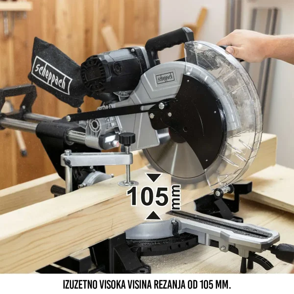 Profesionalna potezna i nagibna pila HM140L-BE - 2000W - 305 mm - Scheppach Black Edition