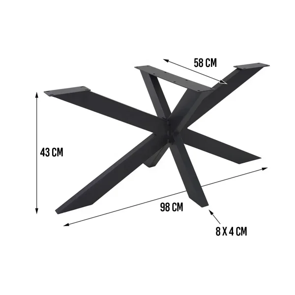 Noge za klub stolić Spider - Crne - 98 x 58 x 43 cm