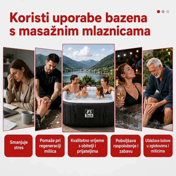 Masažni bazen AquaSpa 6P - Black 3D - 185 cm - 2400 W - IFS Tech