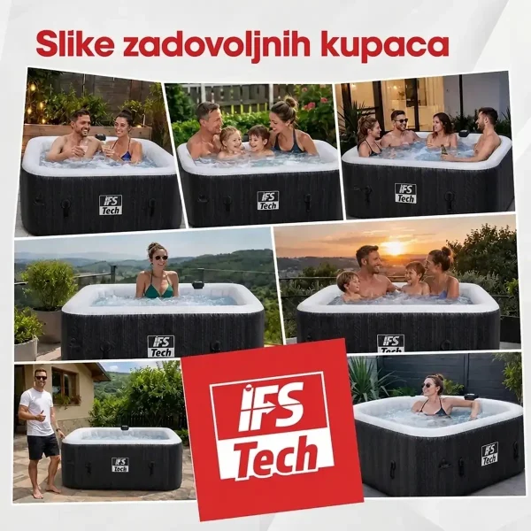 Masažni bazen AquaSpa 6P - Black 3D - 185 cm - 2400 W - IFS Tech
