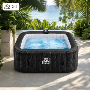 Napuhujući masažni bazen Quadratix 4P - Black Rattan - 154 cm - 2400 W - IFS Tech