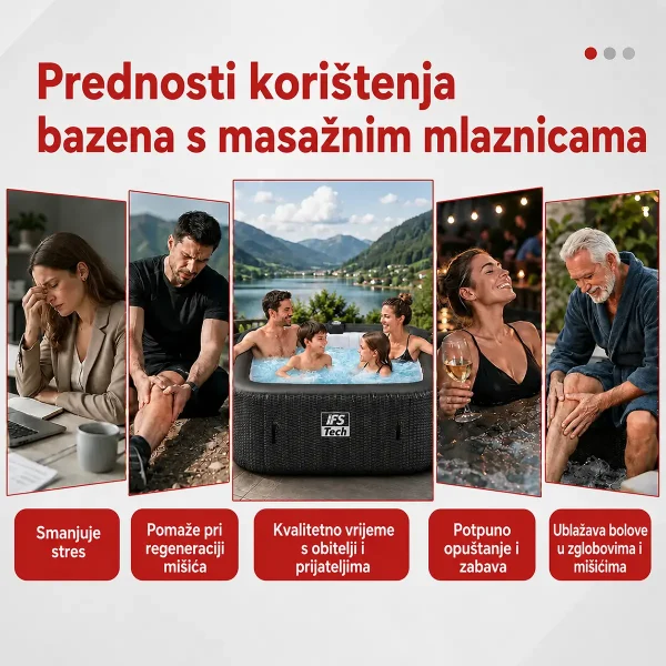 Napuhujući masažni bazen Quadratix 4P - Black Rattan - 154 cm - 2400 W - IFS Tech