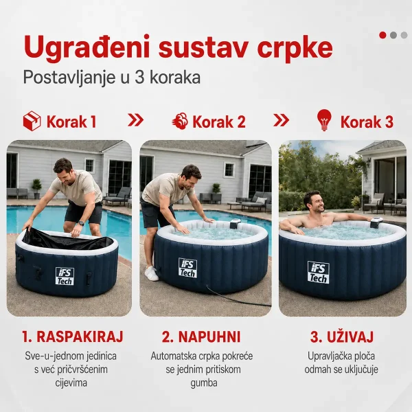 Masažni bazen HydraLux 6P - Navy Blue - 208 cm - 2400 W - IFS Tech