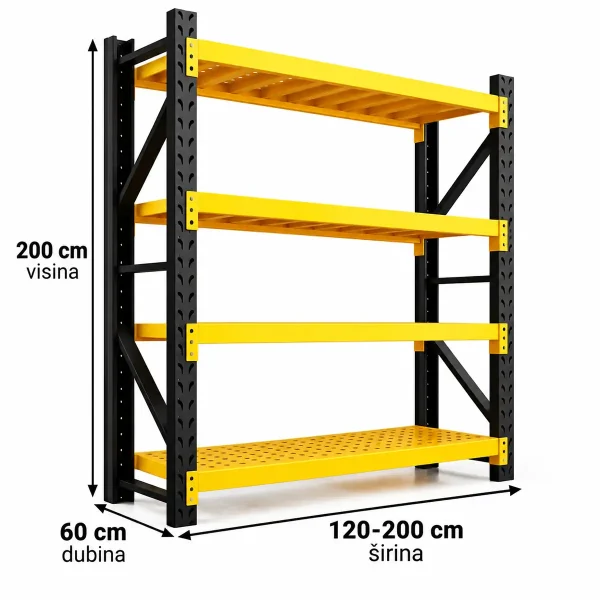Skladišni regal - Velika nosivost - 400 - 800 - 1200 kg